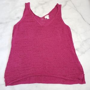 Caslon crochet v neck pink tank top xxl nwot